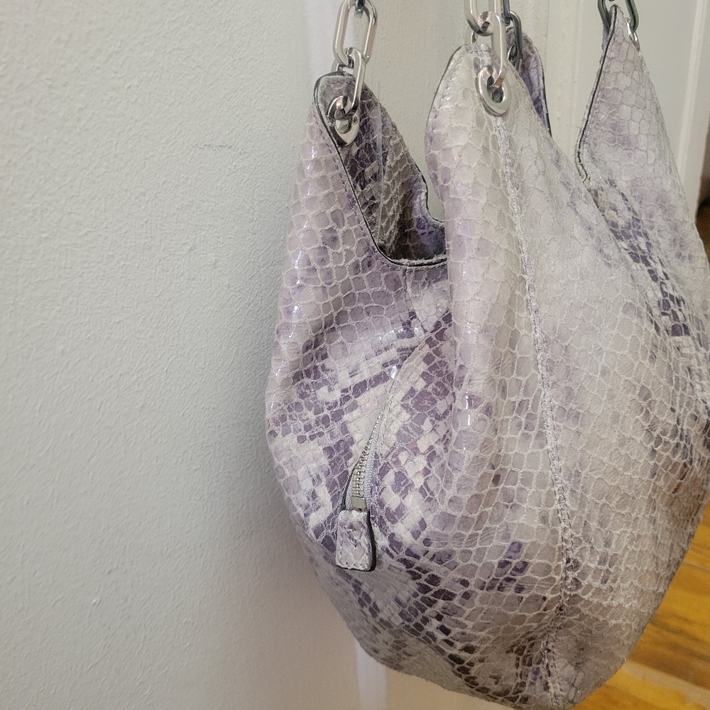 Michael Kors Lillie Large Snakeskin Slouchy Hobo Bag Like New Everyday Luxury - Picture 5 of 11